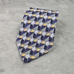 Ermenegildo Zegna Exclusive Design Silk Blue Floral Geometric Italian Necktie